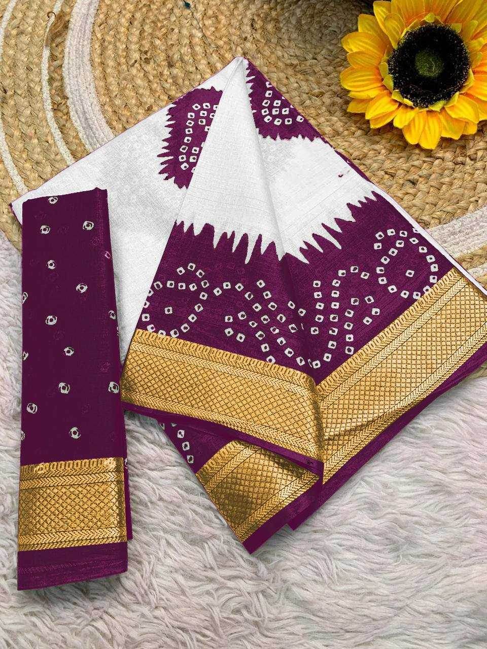 Bandhani Printed Cotton Sarees - MYLUXURY LANE ENTERPRISE